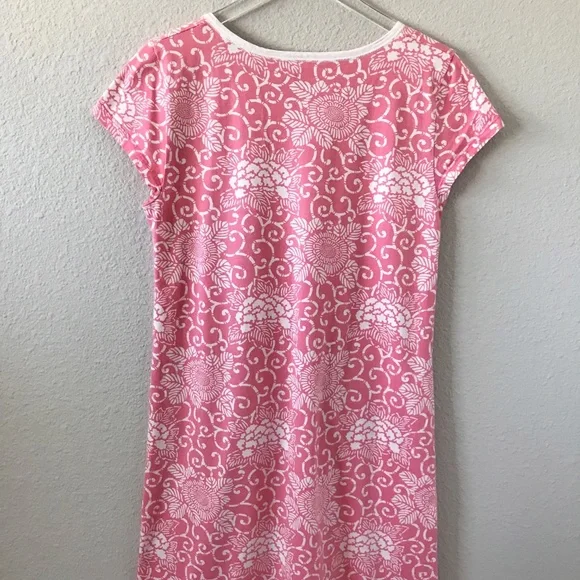 Garnet Hill Long Floral Asian Wrap L Organic Cotton Cap Sleeve Nightgown Pink - Picture 4 of 9